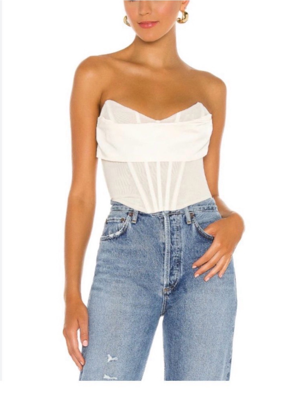 Nbd White Strapless Corset Bodice Top